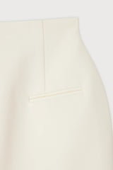 Cotton Mix Structured Skirt in Cream by Odd Muse – high-waisted tailored mini skirt with cinched waist and sleek fit.