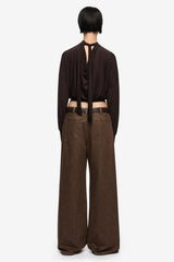 Court Long Sleeve Top Dark Chocolate by Bec + Bridge, long sleeve top with high neck and relaxed fit. Perfect for everyday wear or layered looks.
