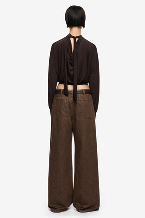 Court Long Sleeve Top Dark Chocolate by Bec + Bridge, long sleeve top with high neck and relaxed fit. Perfect for everyday wear or layered looks.