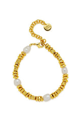 Creo Bracelet by Amber Sceats, pearl and textured gold bracelet, perfect for luxe everyday or dinner wear.