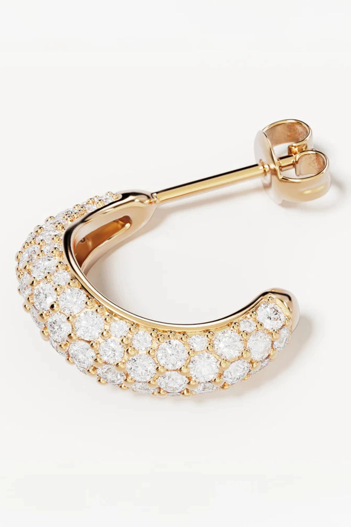 Crystal Wave Hoops by by charlotte — gold vermeil wave-shaped hoops with pavé crystals, perfect for elegant event styling.
