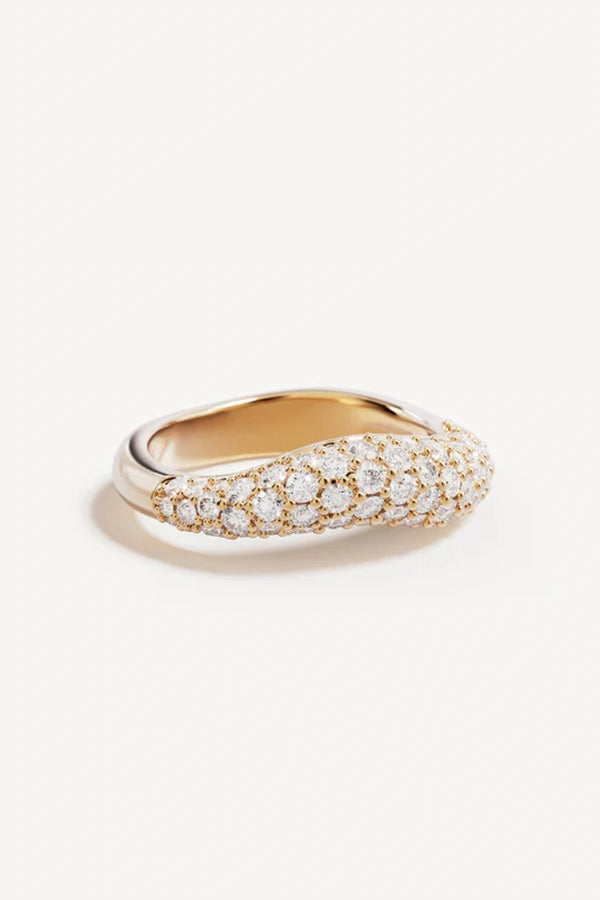 Crystal Wave Ring by By Charlotte — an 18k gold vermeil pavé ring with an undulating wave shape, perfect for elegant everyday styling.