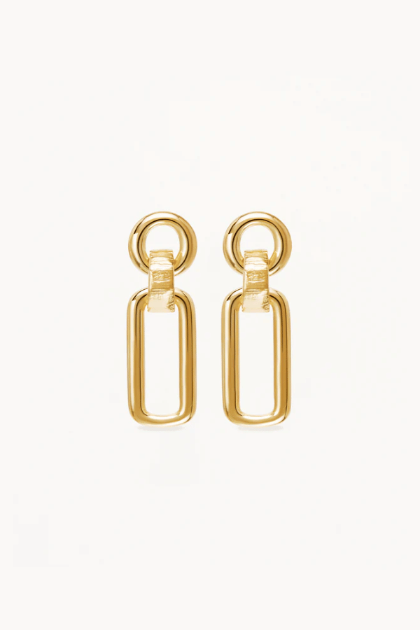 By Charlotte | 18k Gold Vermeil Shield Drop Earrings | Girls With Gems