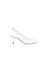Cynthia White Mesh Heel by Sneaky Link – a slingback heel with mesh upper and sleek shape. Perfect for elevated styling.