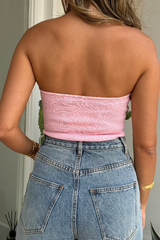 LuLu Tube Top by Sneaky Link, sparkly strapless knit top with fitted shape, perfect for nights out or party styling