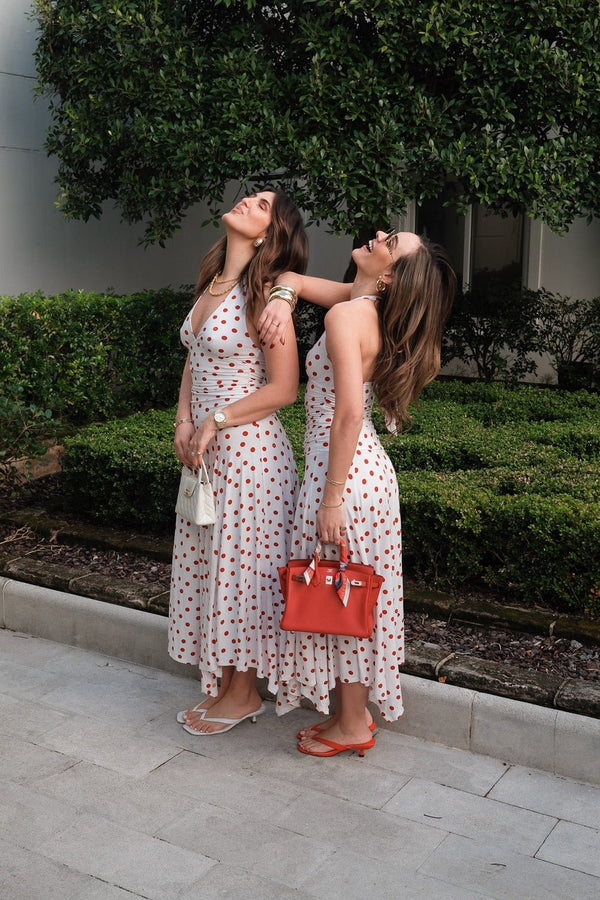Paris Midi Dress Red Polka Dot
