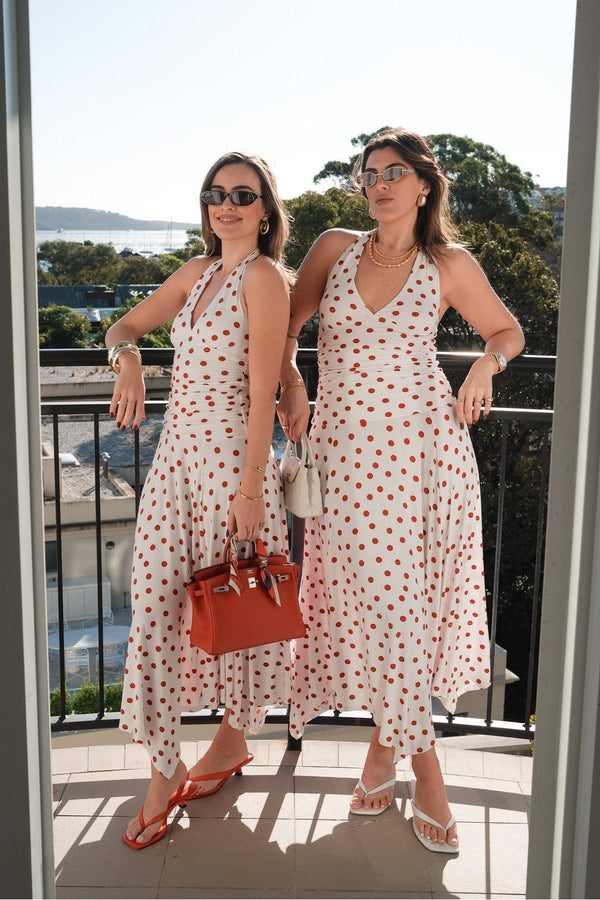 Paris Midi Dress Red Polka Dot