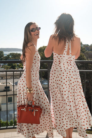 Paris Midi Dress Red Polka Dot