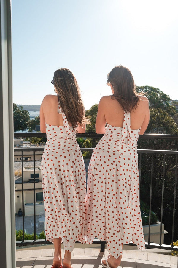 Paris Midi Dress Red Polka Dot