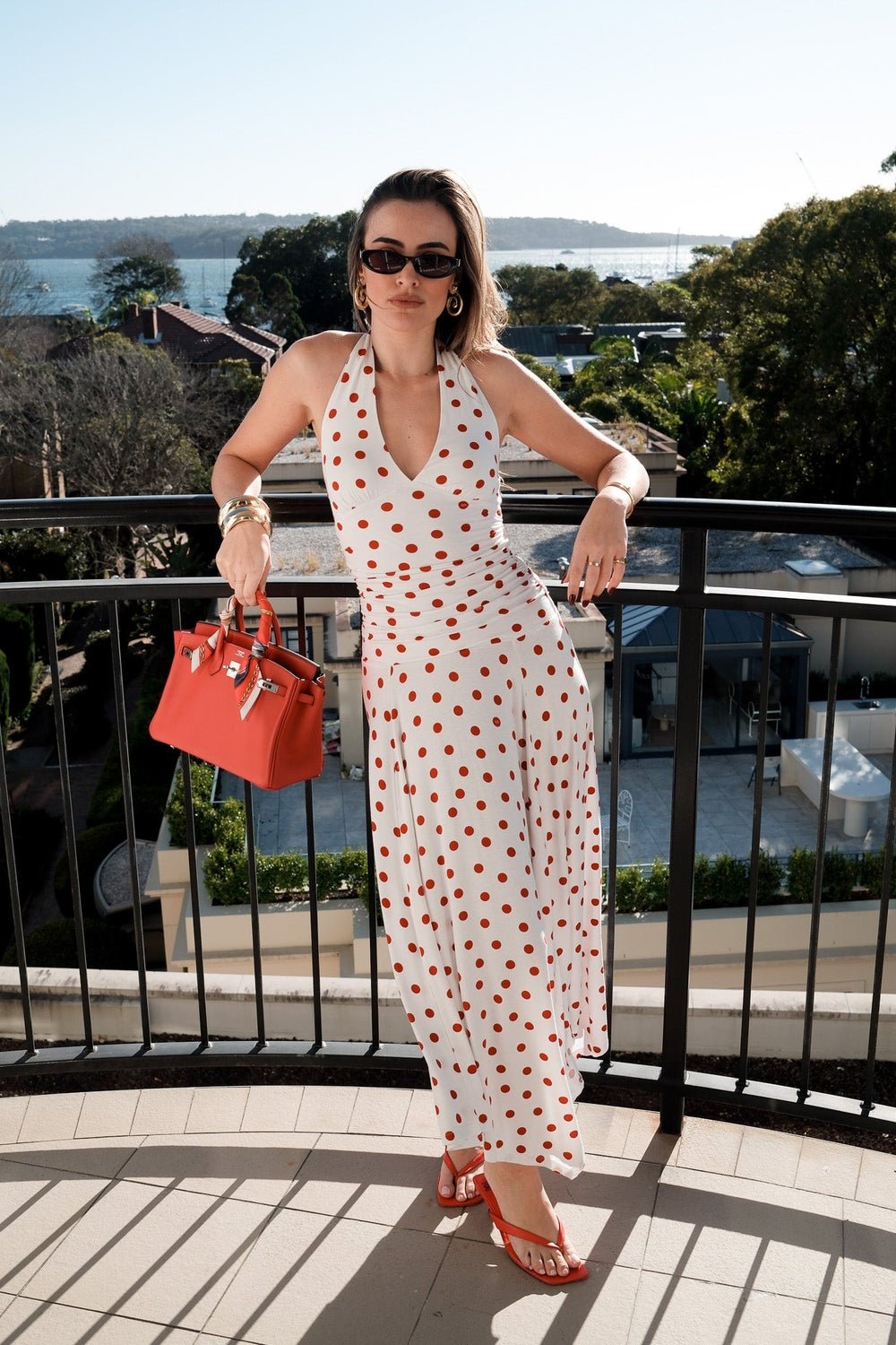 Paris Midi Dress Red Polka Dot