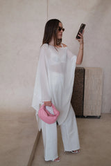 Riley Sheer Poncho White