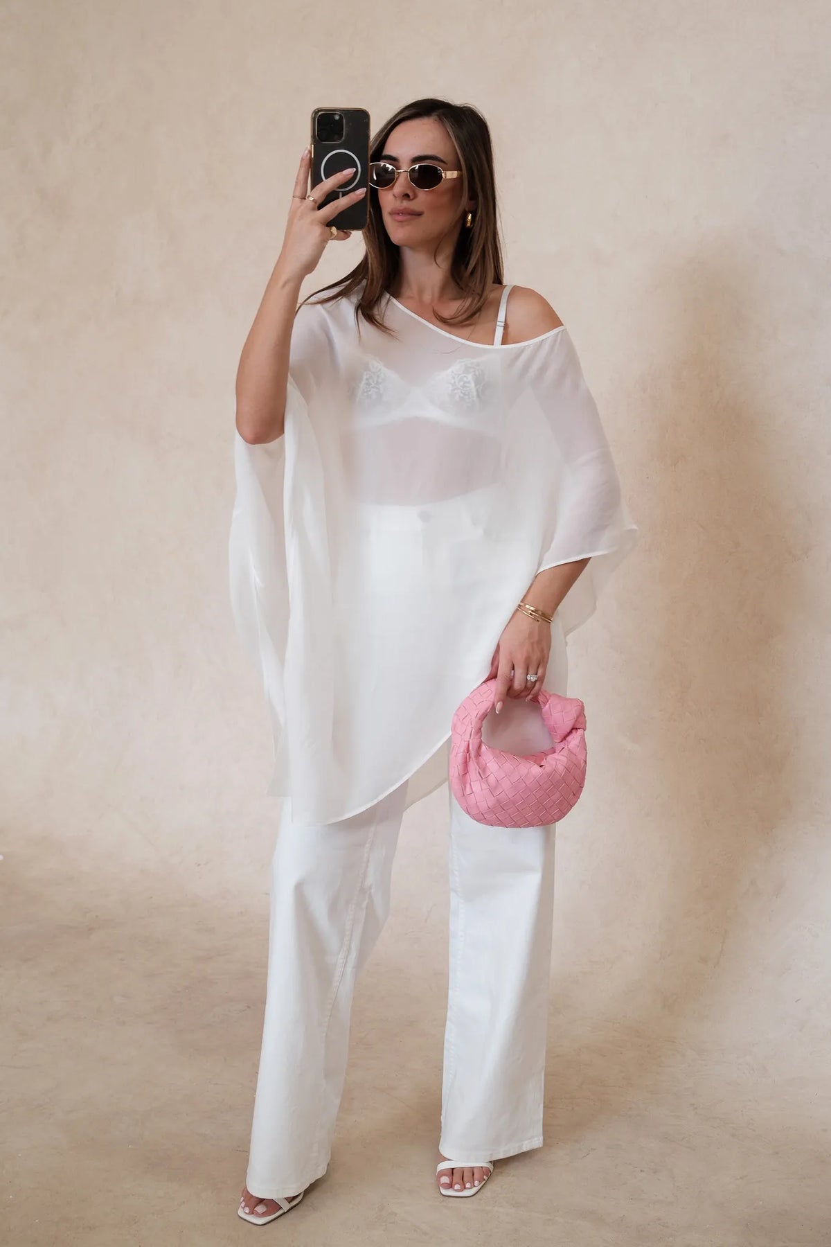 Riley Sheer Poncho White