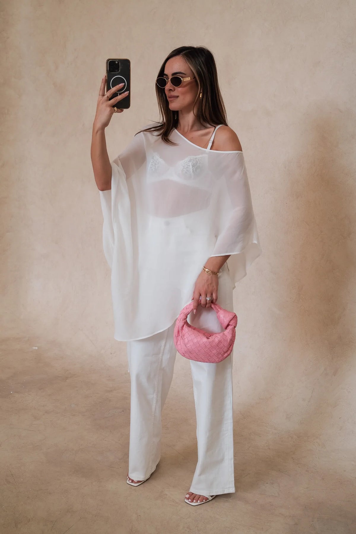 Riley Sheer Poncho White