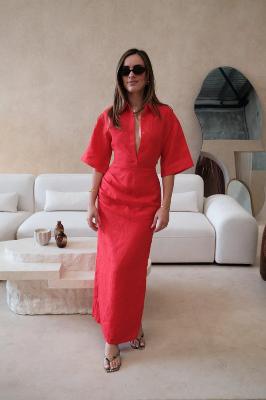 Lefka Midi Dress Red