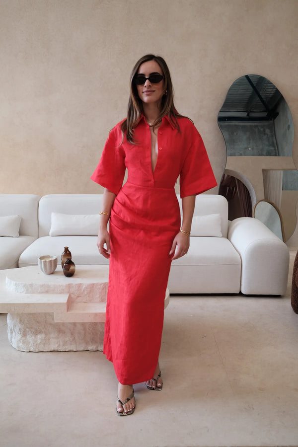 Lefka Midi Dress Red