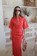 Lefka Midi Dress Red