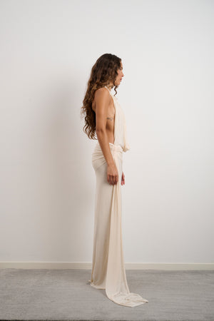 Delia Dress Rhinestone Cream