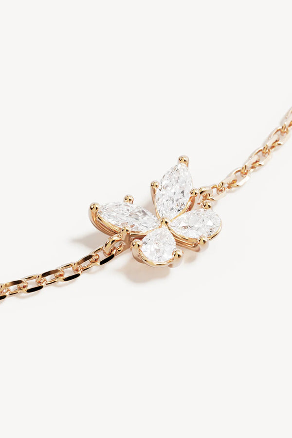 Dancing in the Wind Bracelet by By Charlotte – 18k gold vermeil bracelet with cubic zirconia butterfly pendants.
