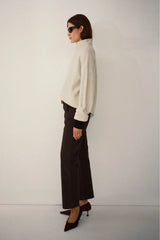 Daria Denim Jean by Camilla and Marc, a mid-rise cropped straight leg jean in espresso brown with classic five-pocket design.