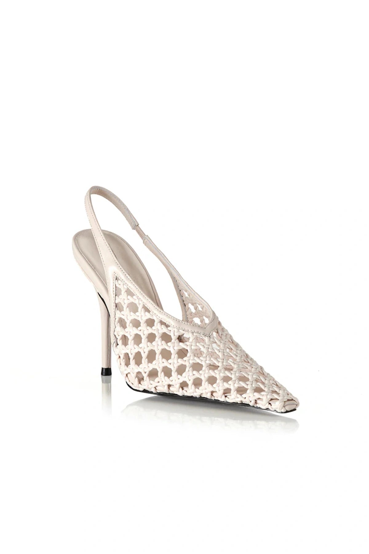 Deji Bone Crochet by Alias Mae, pointed toe slingback heel with crochet upper and 11cm height, a trendy piece perfect for weddings or statement events.