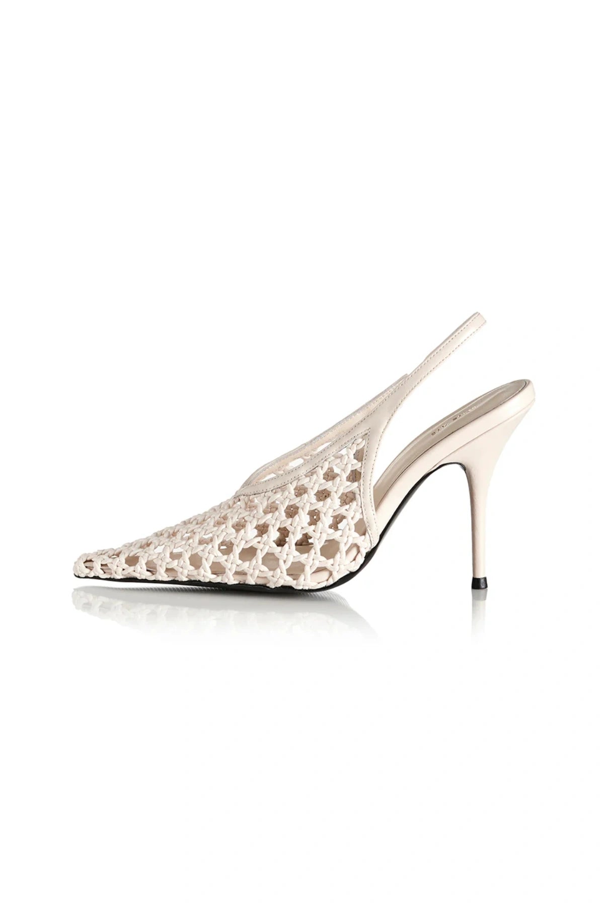 Deji Bone Crochet by Alias Mae, pointed toe slingback heel with crochet upper and 11cm height, a trendy piece perfect for weddings or statement events.