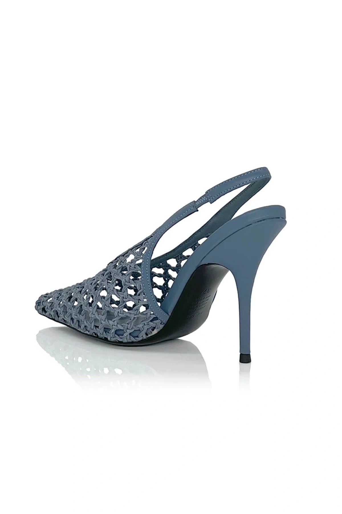 Deji Denim Crochet by Alias Mae, pointed toe slingback with crochet upper and 11cm heel, a trendy piece perfect for weddings, parties or chic nights out.