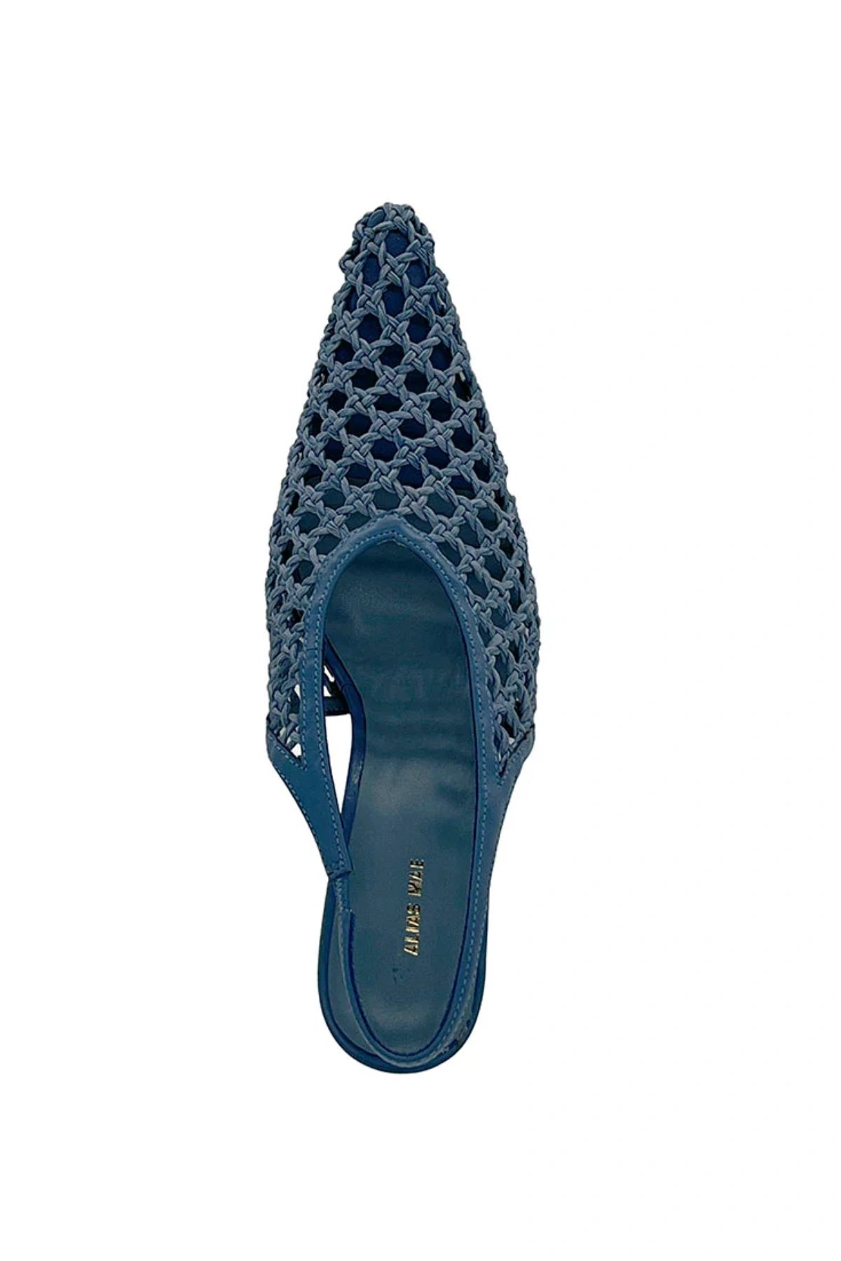 Deji Denim Crochet by Alias Mae, pointed toe slingback with crochet upper and 11cm heel, a trendy piece perfect for weddings, parties or chic nights out.