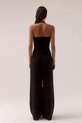 Demi Top Black by Sovere, halter top with scooped neckline and silver slider details, a trendy piece perfect for chic day to night styling.