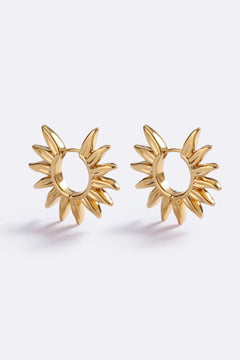 Desert Heat Hoop Gold by Emma Pills - gold hoop earrings with sunburst design, designed for a bold lightweight statement.
