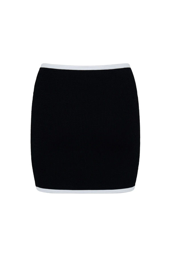 Devyn Swimskirt by Hunza G, versatile crinkle design that flatters as a mini swim skirt or tube top. Ideal for sunny seaside adventures.