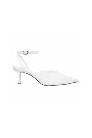 Diana Lace Heel White by Sneaky Link – lace heels with breathable lining and sleek shape. Perfect for party styling.