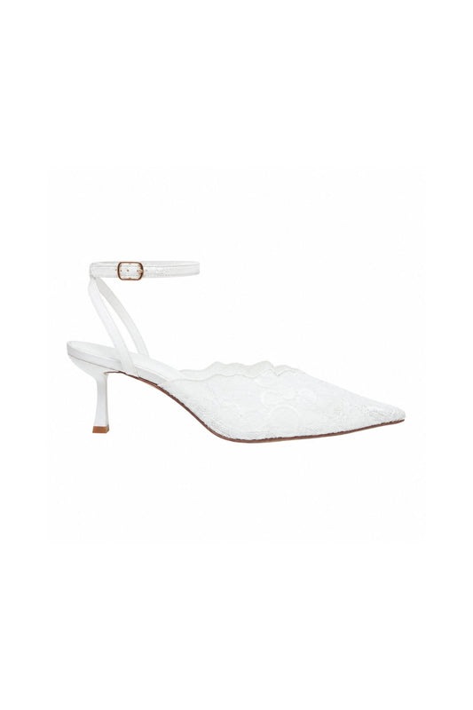 Diana Lace Heel White by Sneaky Link – lace heels with breathable lining and sleek shape. Perfect for party styling.