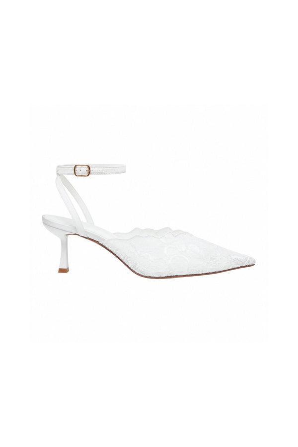 Diana Lace Heel White by Sneaky Link – lace heels with breathable lining and sleek shape. Perfect for party styling.