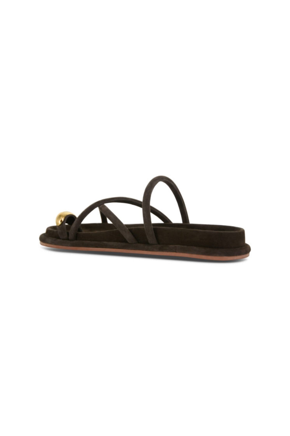 Domenica Sandals by Senso – cocoa suede sandals with a gold toe ring and crossover straps, perfect for chic warm-weather styling.