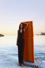 Donatella Maxi Dress Moca by Sneaky Link, ruched open back maxi dress perfect for elegant evening events.
