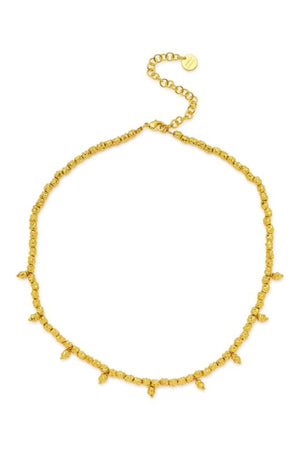 Dubai Necklace by Amber Sceats - gold necklace with textured teardrop pendants, designed for bold elevated styling.