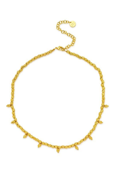 Dubai Necklace by Amber Sceats - gold necklace with textured teardrop pendants, designed for bold elevated styling.