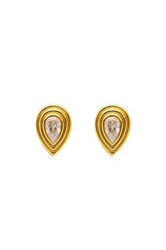 Dune Earrings by Amber Sceats - gold earrings with teardrop crystals and polished frame, designed for elegant everyday styling.