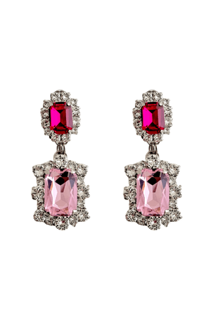 Dynasty Angelina Earrings Fuchsia Baby Pink by House of Emmanuele, crystal drop earrings with bold tones. Perfect for events or statement styling.