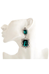 Dynasty Angelina Emerald Earrings by House of Emmanuele, crystal earrings in emerald tones. Perfect for events or statement styling.