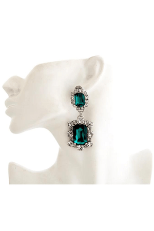 Dynasty Angelina Emerald Earrings by House of Emmanuele, crystal earrings in emerald tones. Perfect for events or statement styling.