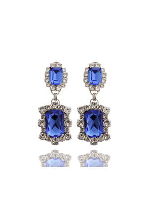 Dynasty Angelina Sapphire Earrings by House of Emmanuele, crystal earrings in sapphire tones. Perfect for events or statement styling.
