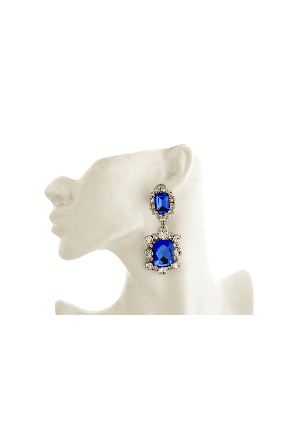 Dynasty Angelina Sapphire Earrings by House of Emmanuele, crystal earrings in sapphire tones. Perfect for events or statement styling.