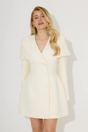 Cape Detail Mini Dress	Cream