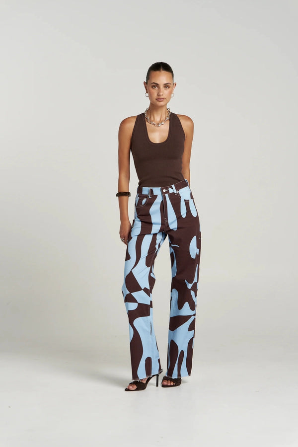 Easy Jean Mirage by Summi Summi – high rise straight leg denim jeans with exclusive abstract Mirage print.