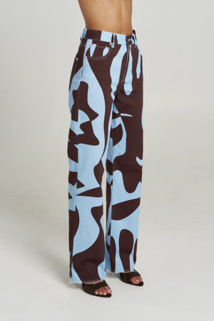Easy Jean Mirage by Summi Summi – high rise straight leg denim jeans with exclusive abstract Mirage print.