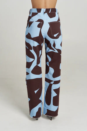 Easy Jean Mirage by Summi Summi – high rise straight leg denim jeans with exclusive abstract Mirage print.