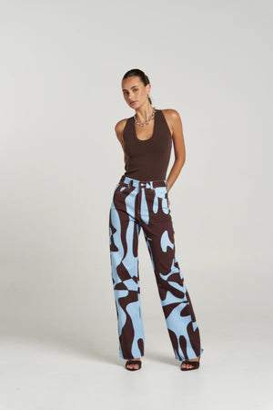 Easy Jean Mirage by Summi Summi – high rise straight leg denim jeans with exclusive abstract Mirage print.