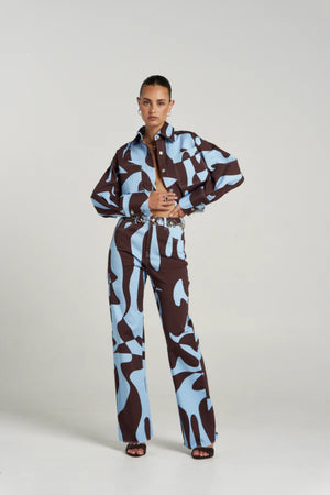 Easy Jean Mirage by Summi Summi – high rise straight leg denim jeans with exclusive abstract Mirage print.