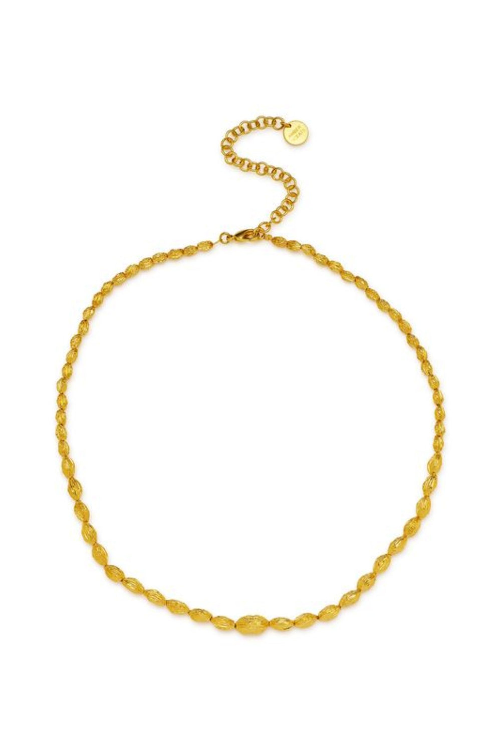 Edan Necklace by Amber Sceats - gold necklace with rippled beads and polished finish, designed for elevated everyday styling.